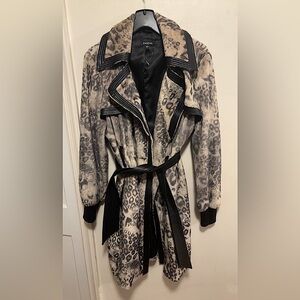 Leopard pony hair trench coat